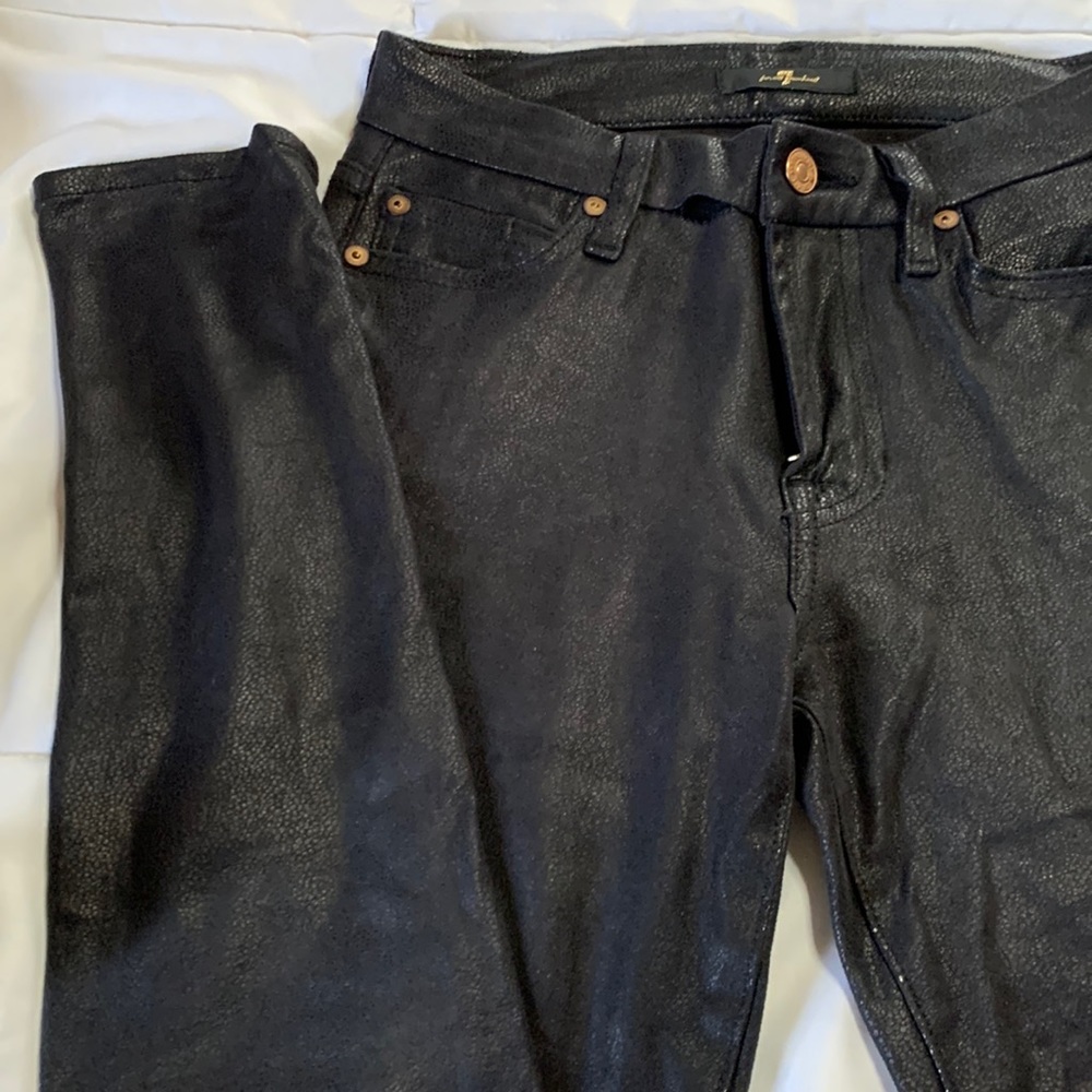 7 for all mankind, Black skinny pebble textured pants, used in great condition.